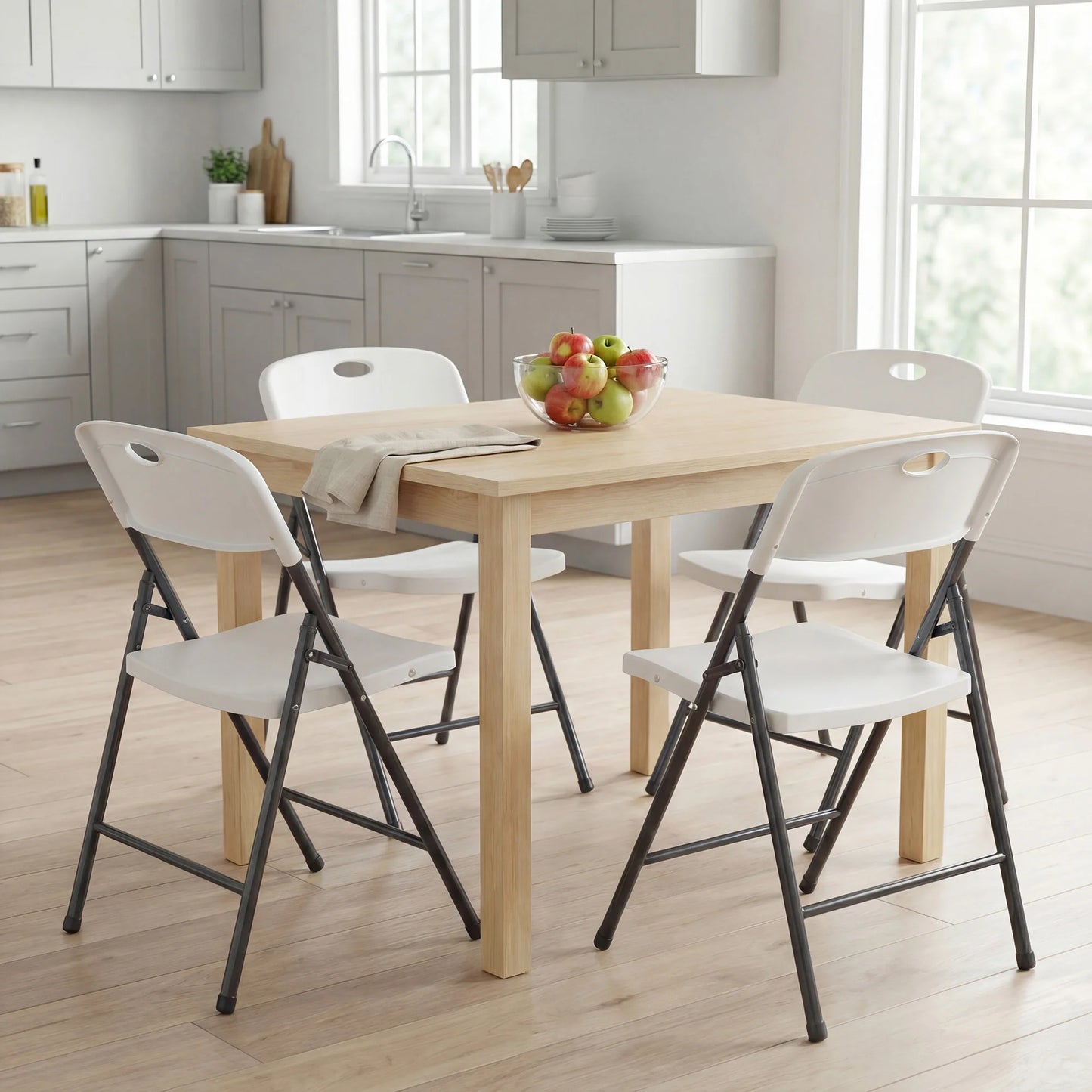JHK Stackable Folding Chairs Plastic Ergonomic Back Heavy Duty Home