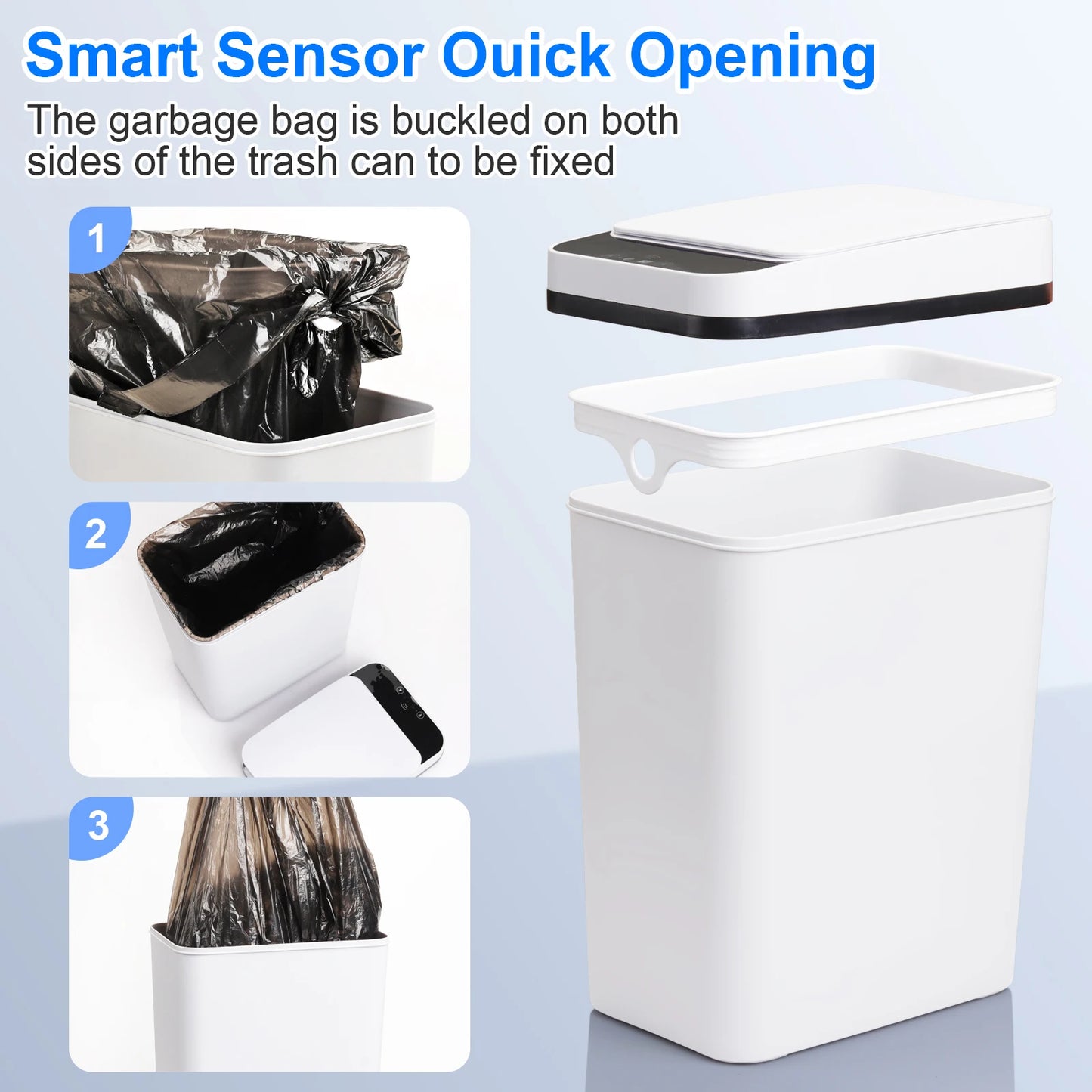 NONECN 2 Pack Touchless Slim Trash Cans With Lid