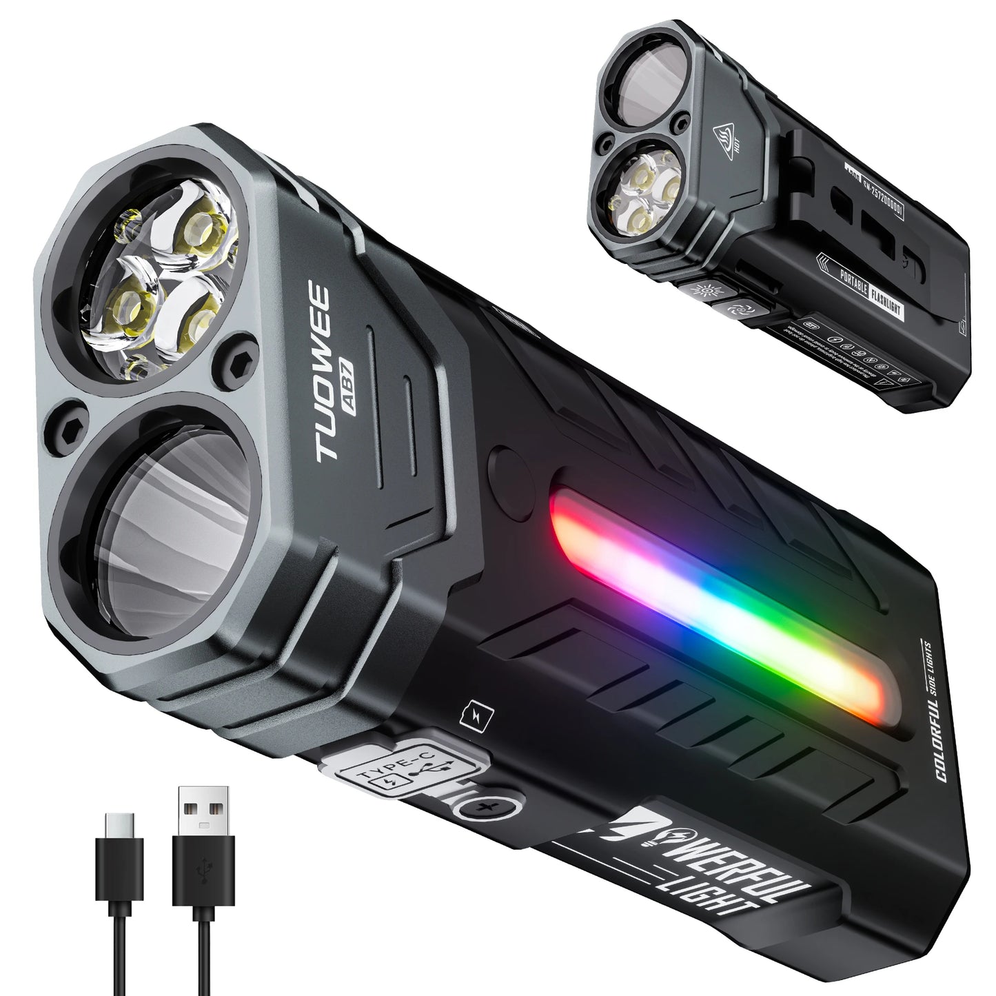 Rechargeable Magnetic LED Flashlight With RGB Modes For Camping Use