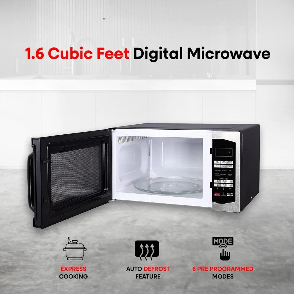 Stainless Steel 1100W Digital Programmable Countertop Microwave