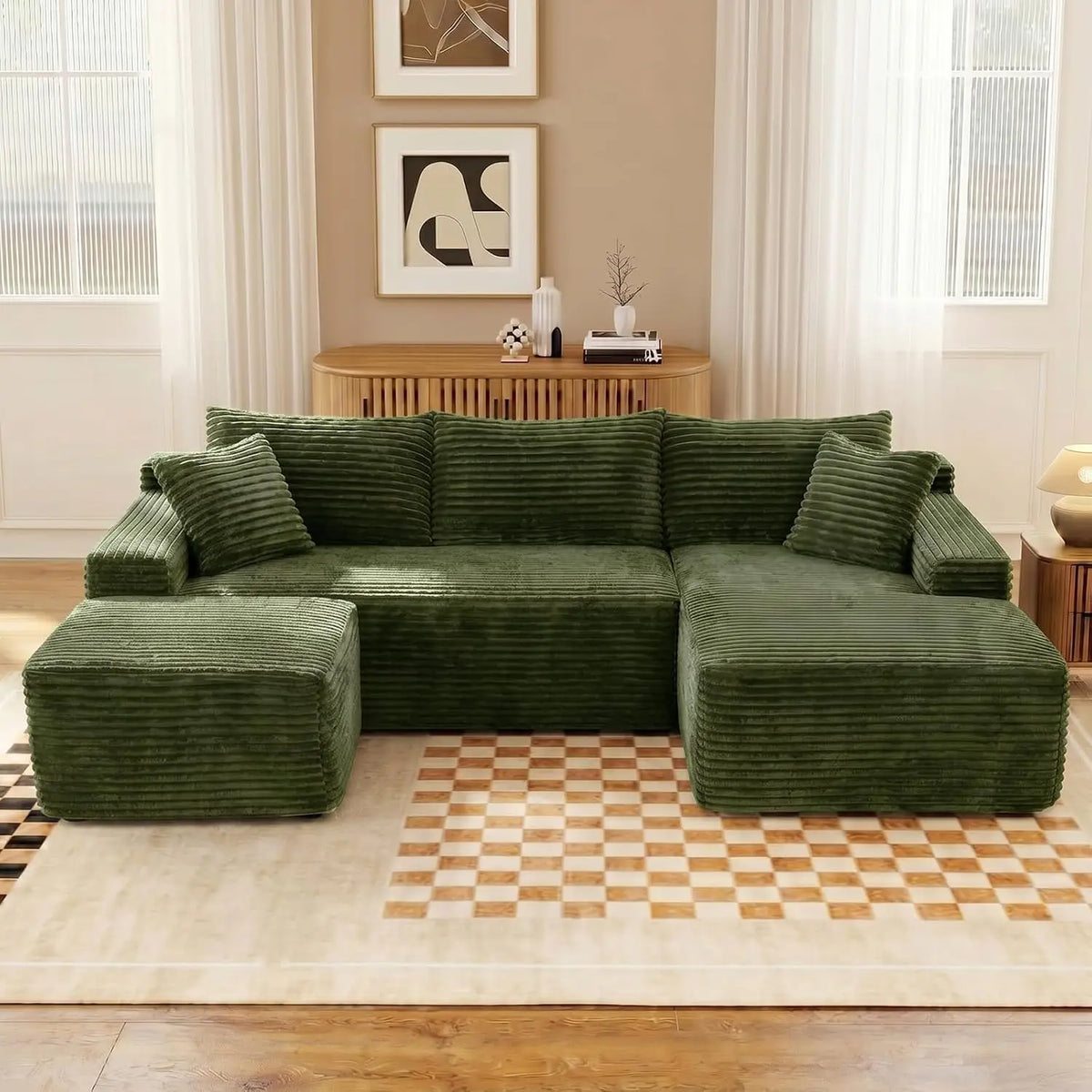 Modular U Shaped Sectional Sofa with Ottoman and Deep Seating
