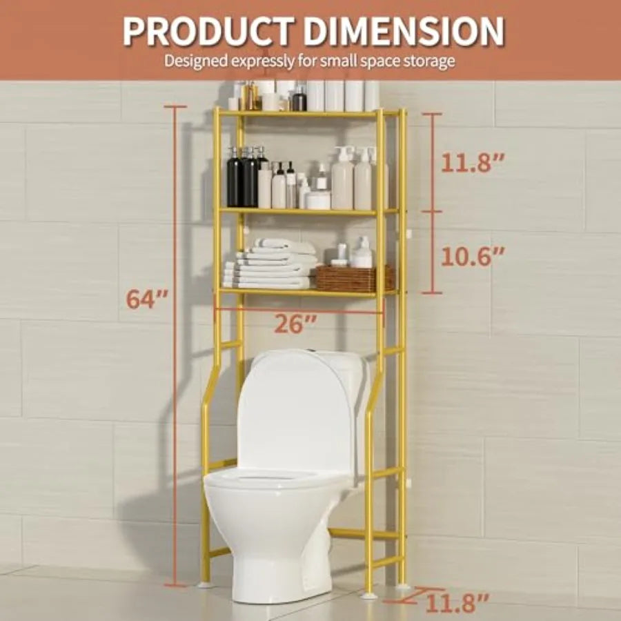 Three-Tier Over-The-Toilet Storage Shelf Freestanding Bathroom Organizer