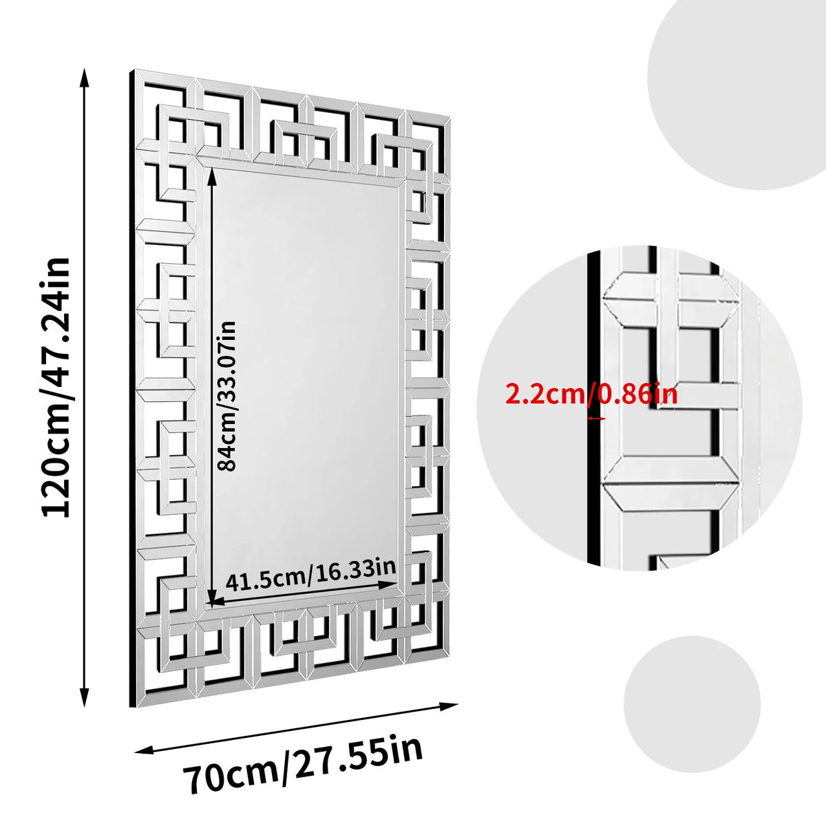 Venetian Art Mirror With Beveled Glass Edge For Wall Decor