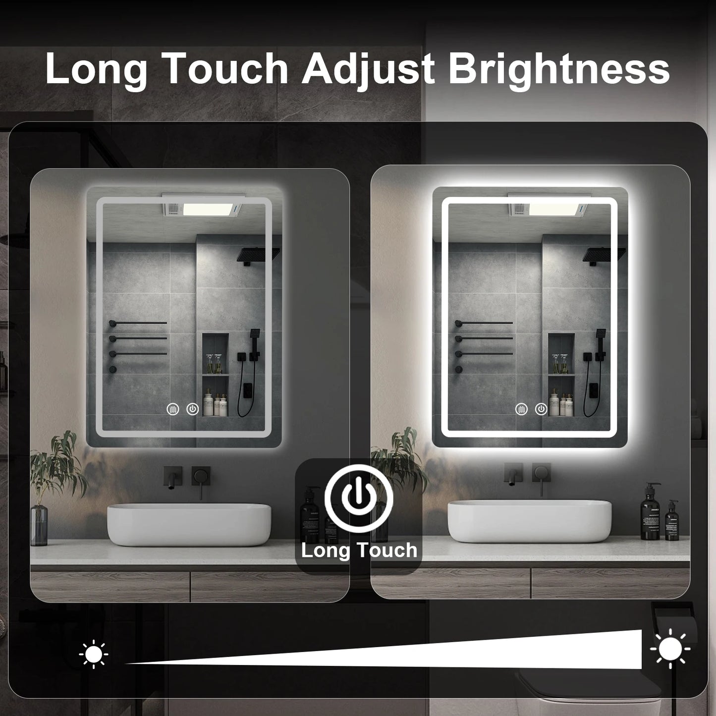 Mygiivovo Led Backlit Fogless Vanity Mirror Wall Mounted With Demister