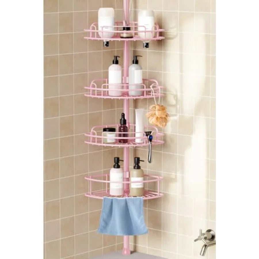 Corner Shower Caddy Tension Pole Organizer Bathroom Storage