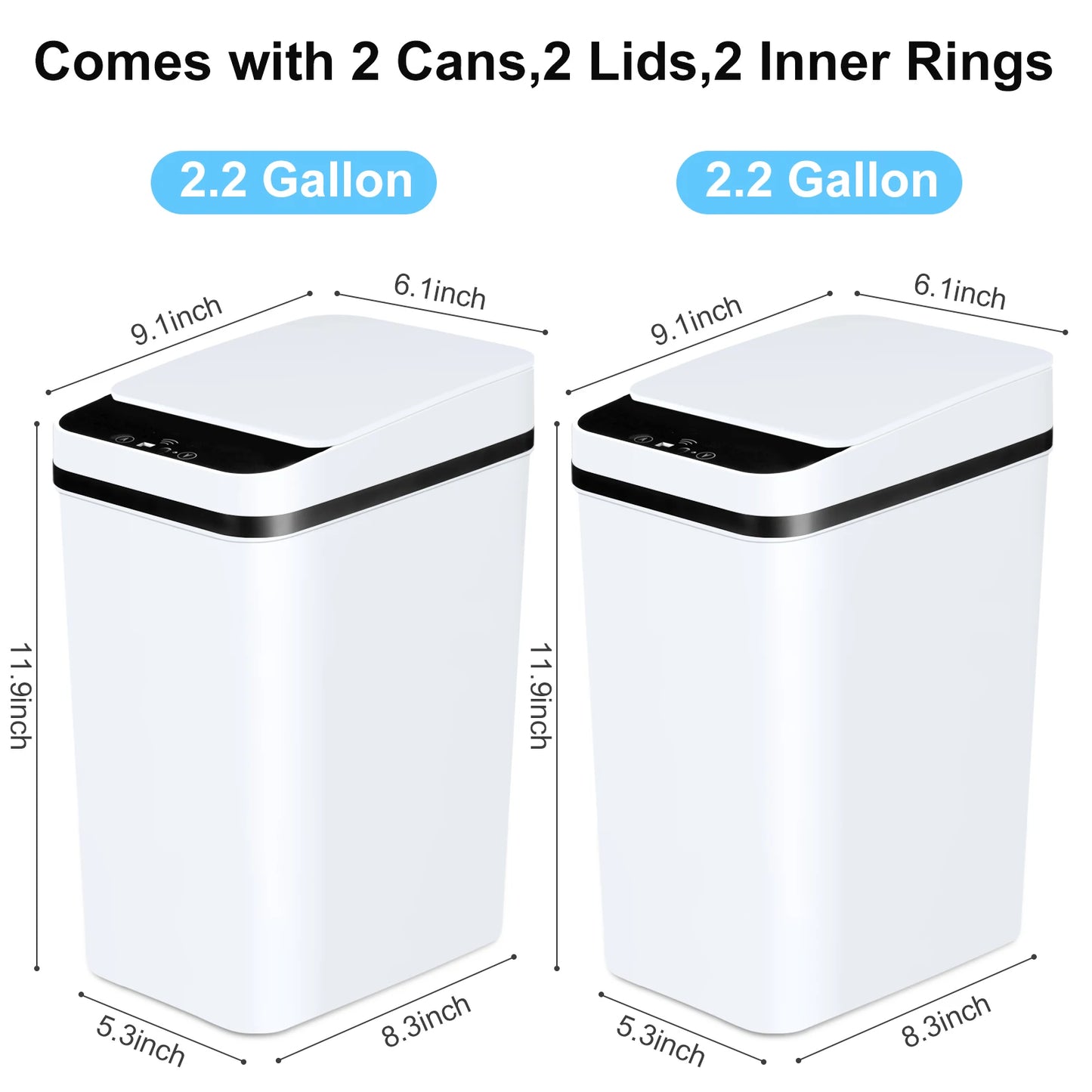 NONECN 2 Pack Touchless Slim Trash Cans With Lid