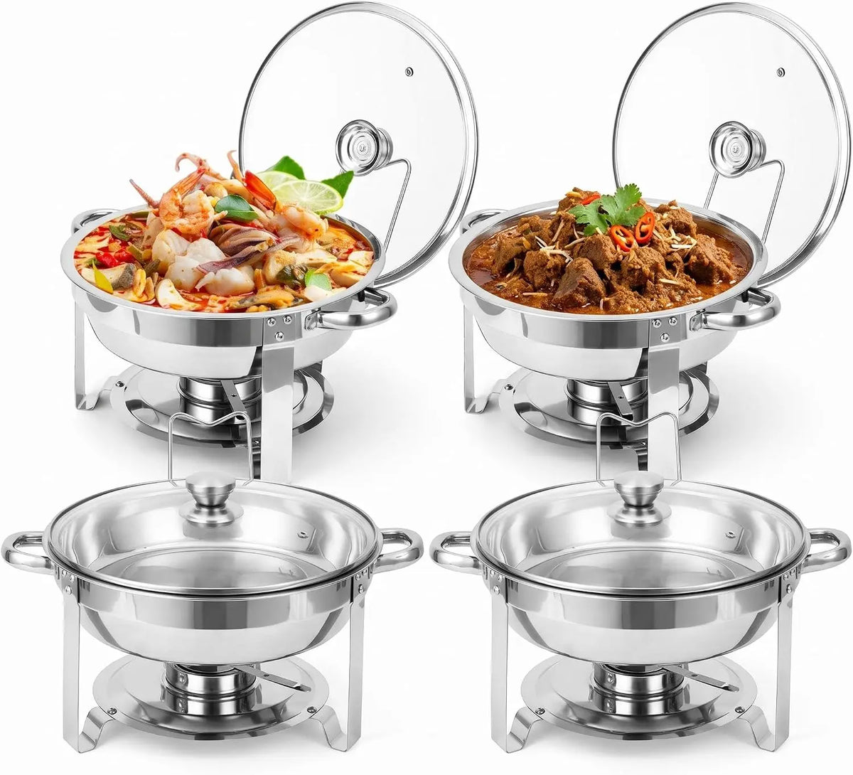 Tacleekii Stainless Steel Chafing Dish Set With Glass Lids Buffet Serving Ware