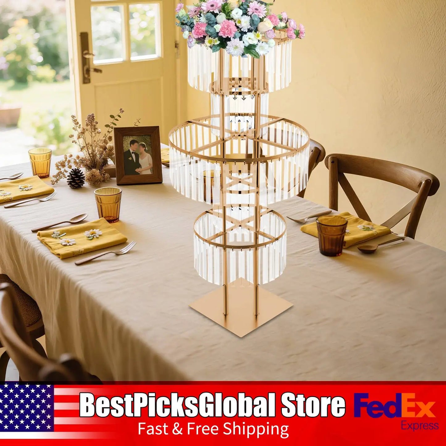 Five Tier Round Flower Stand Wedding Centerpieces