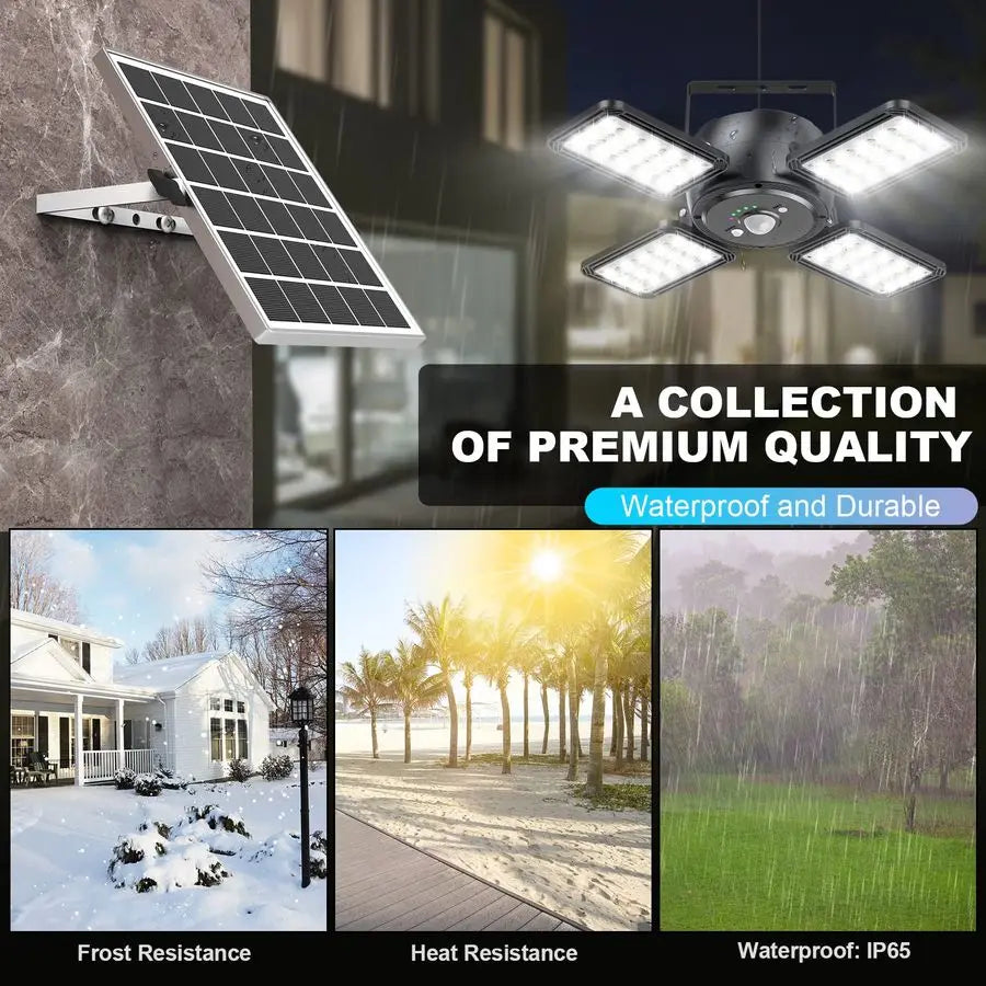 XMSJ Solar Pendant Light Outdoor Indoor Motion Sensor 144LED 1200LM