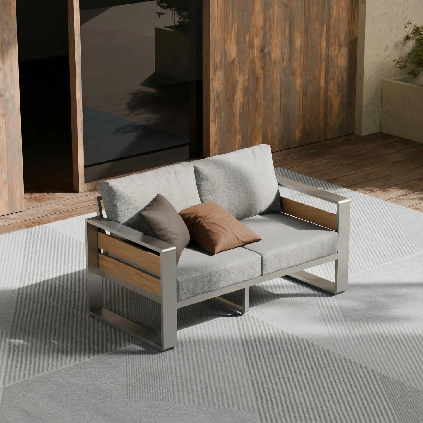 ZANDOR Aluminum Outdoor Patio Conversation Set 5 Piece Coffee Table