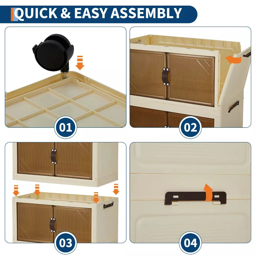 HiMISS Foldable Storage Cabinet With Lids And Wheels