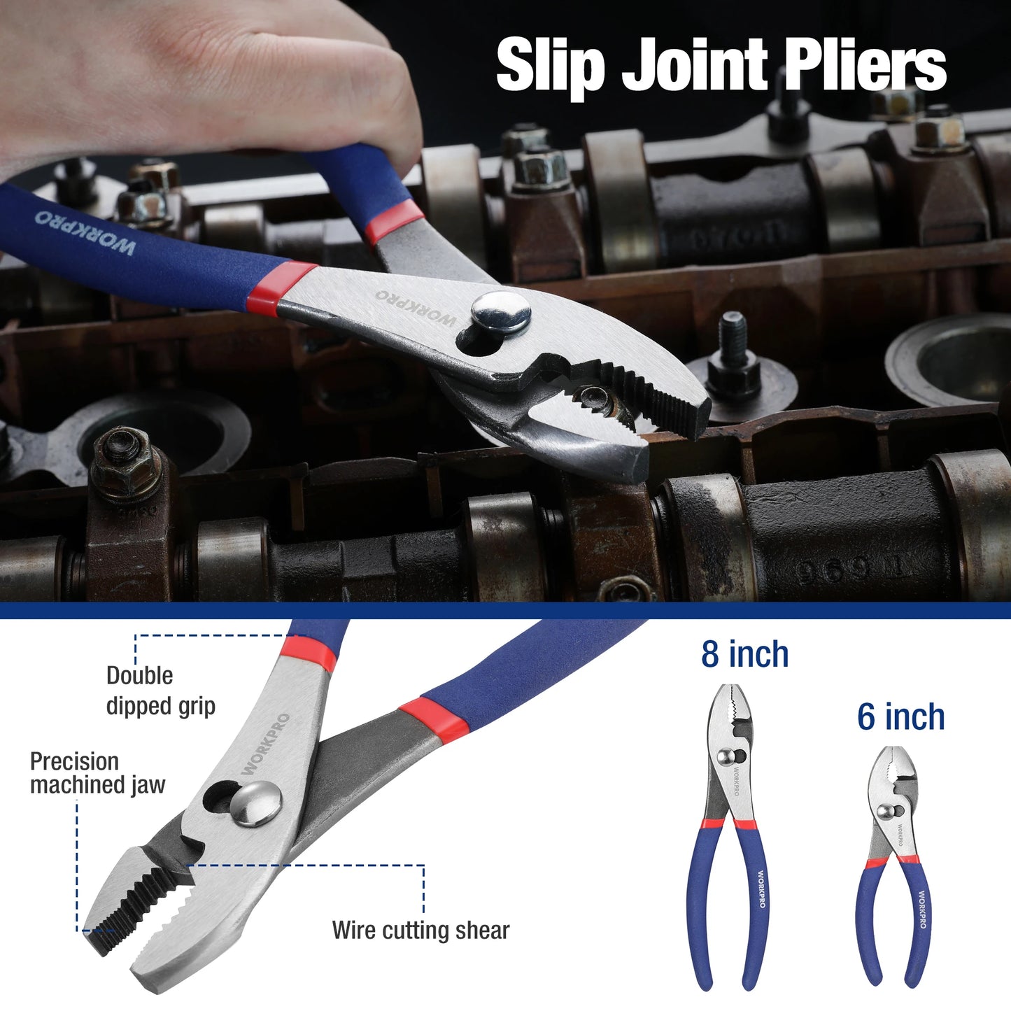 WORKPRO 7-Piece Pliers Set With Groove Joint And Long Nose