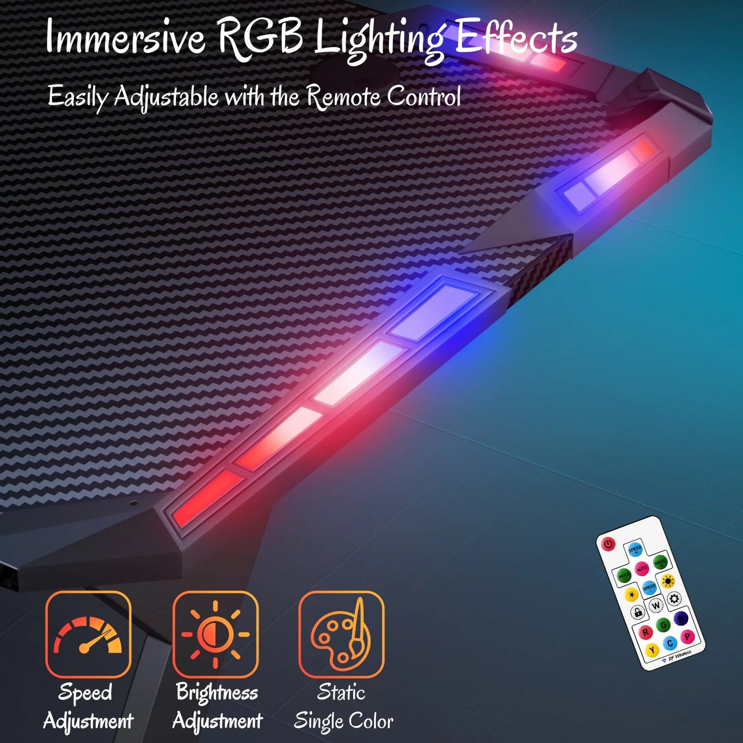 FRODROVIA Y-Shaped Gaming Desk With RGB LED Lights Cup Holder
