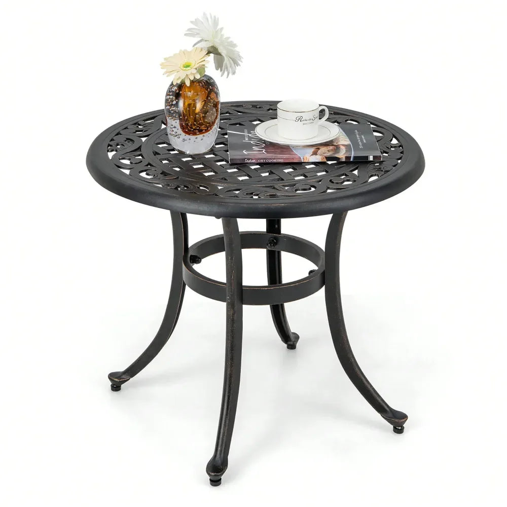 XMSJ Aluminum Patio Table Outdoor Round Side Table AntiRust