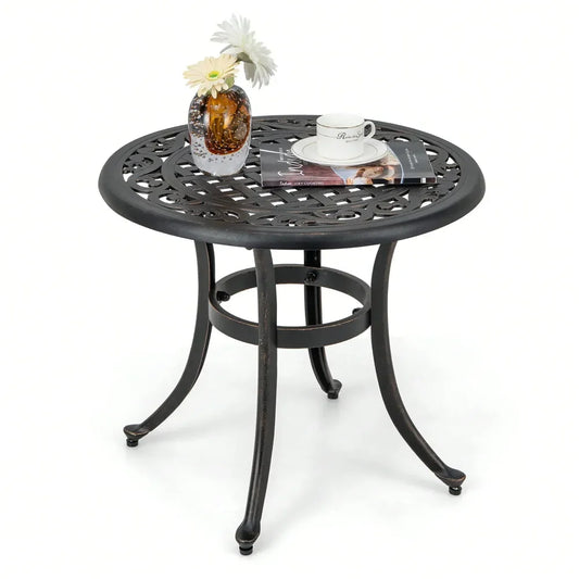 XMSJ Aluminum Patio Table Outdoor Round Side Table AntiRust