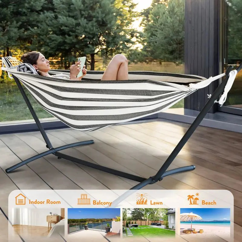 GYROOR Adjustable Stand Hammock With Storage Bag 600 LB Capacity