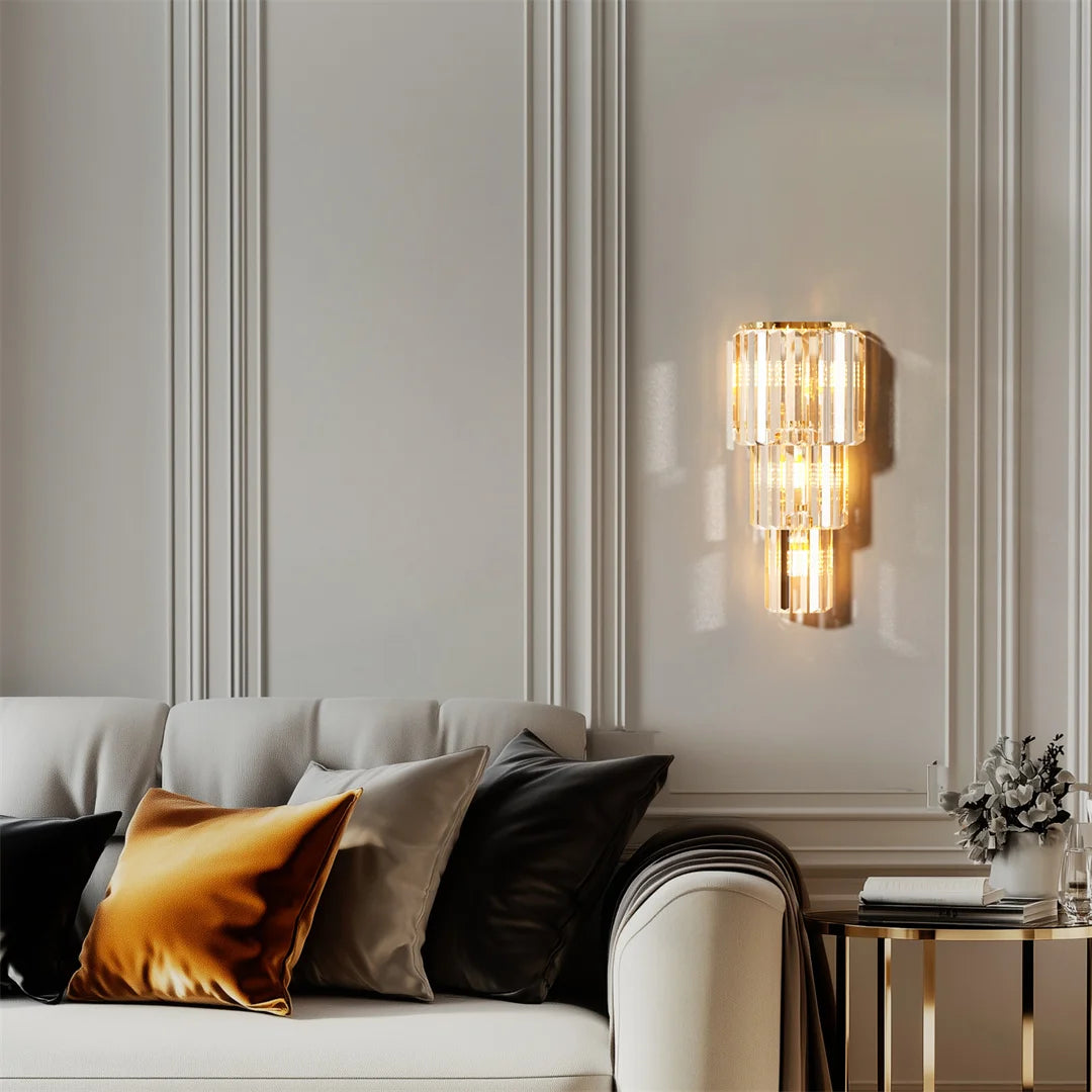 LUVODI Crystal Wall Lamp 3 Layer Sconce With E14 LED
