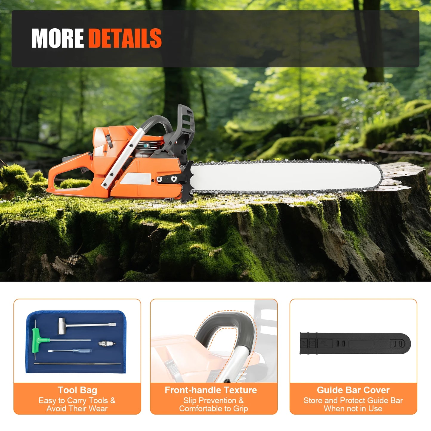 Gasoline Chainsaw Hand Start for Wood Cutting Farm Garden