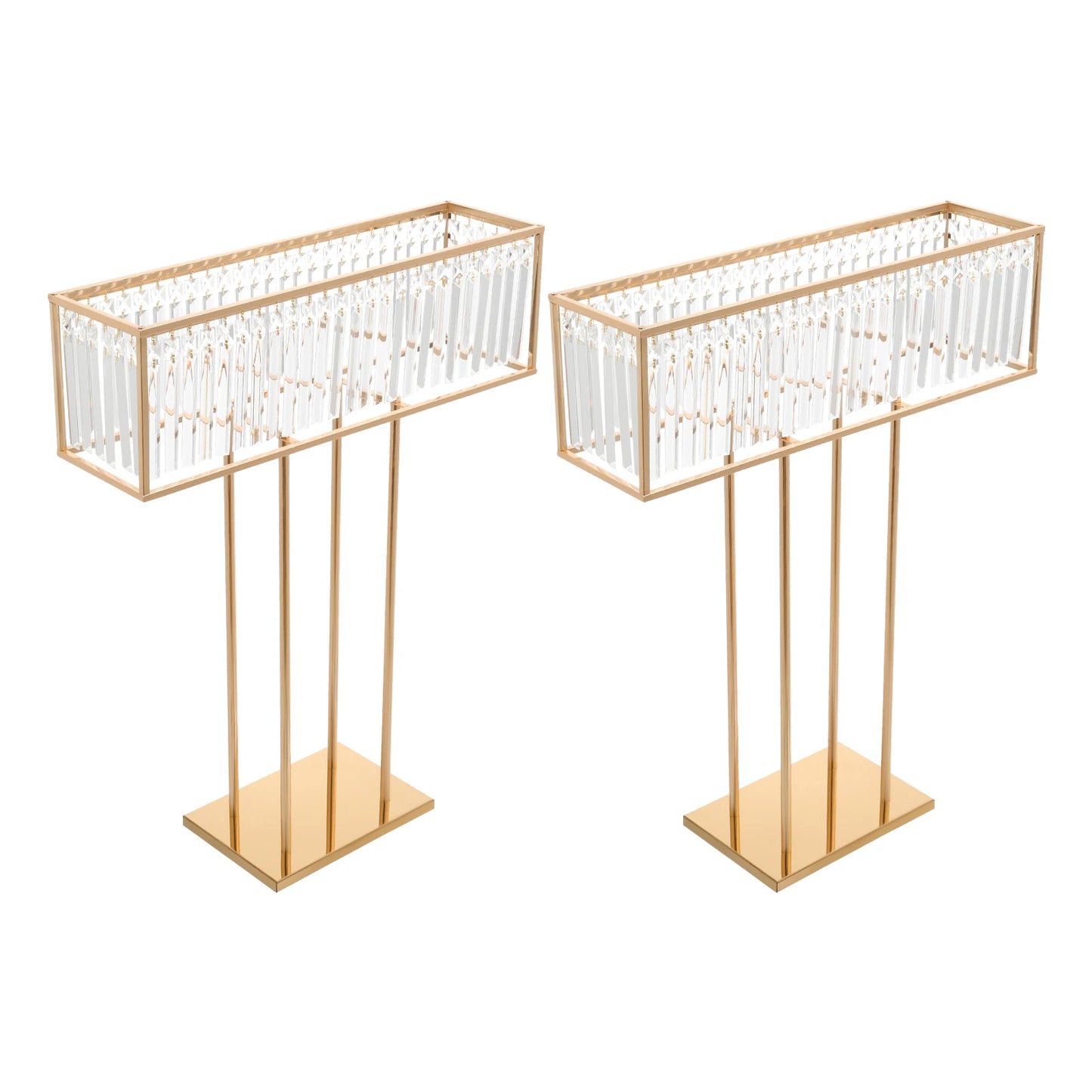 Crystal Flower Stand With Golden Frame And Crystal Bars