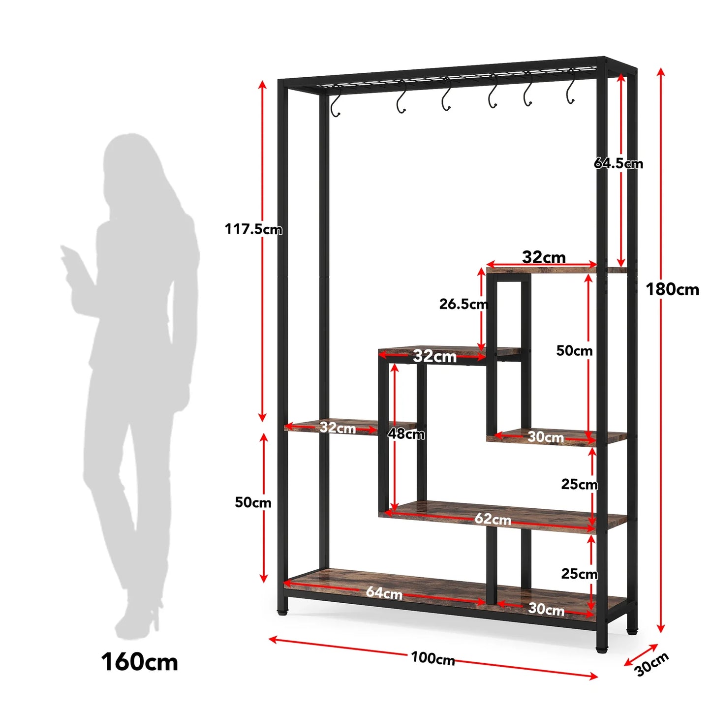 Tribesigns 5 Tier Tall Indoor Plant Stand With Hanging Hooks