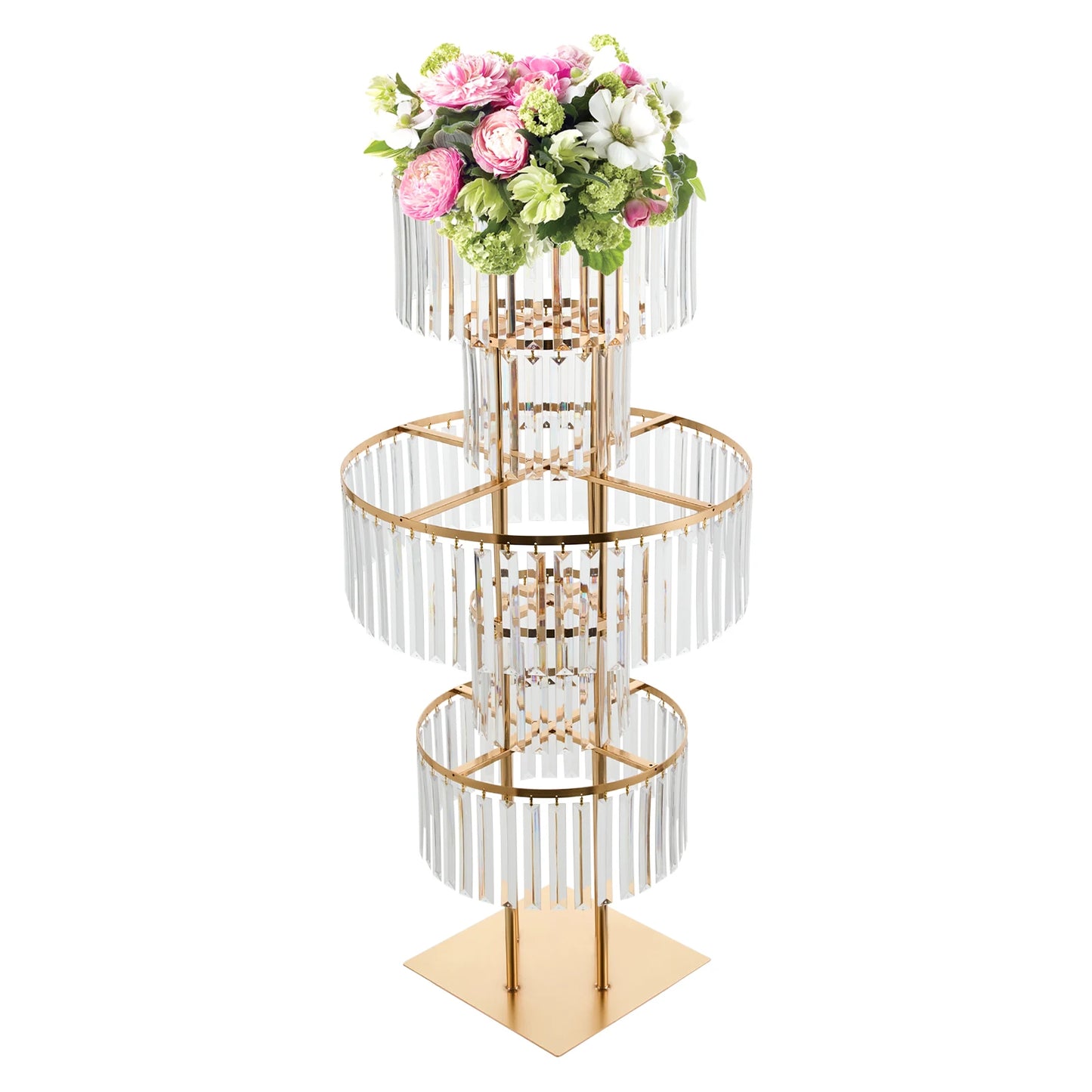 Five-Tier Gold Acrylic Wedding Flower Stand Floor Centerpiece