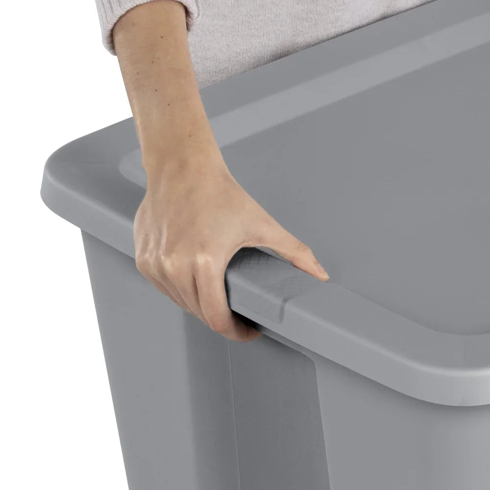 Stackable Storage Bin with Lid and Integrated Handles