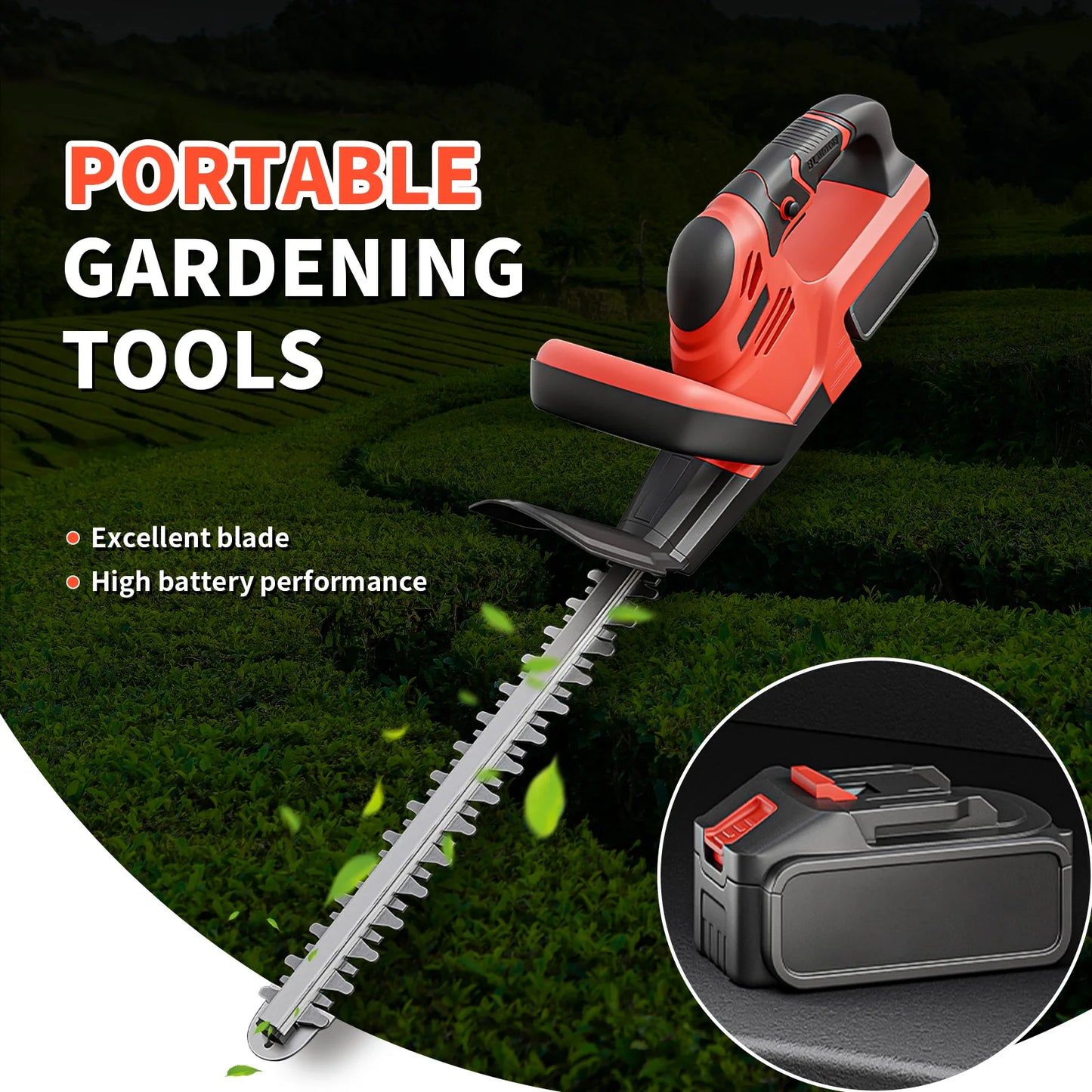 Cordless Hedge Trimmer With Battery Charger