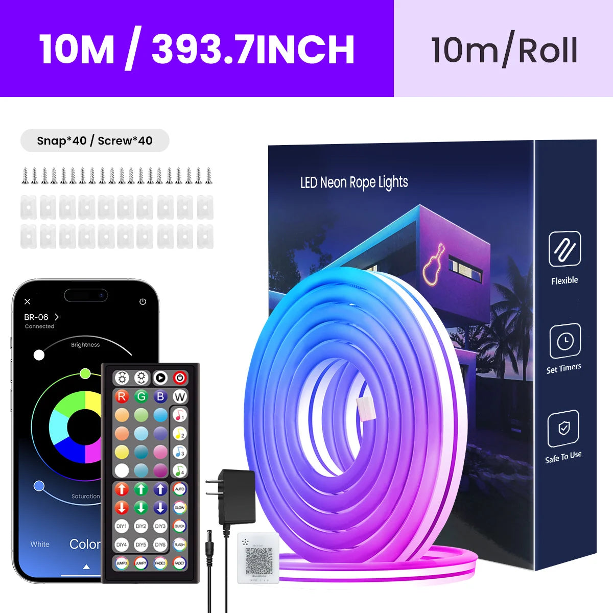 Aiopp Neon LED Rope Lights RGB Strip Remote App Control