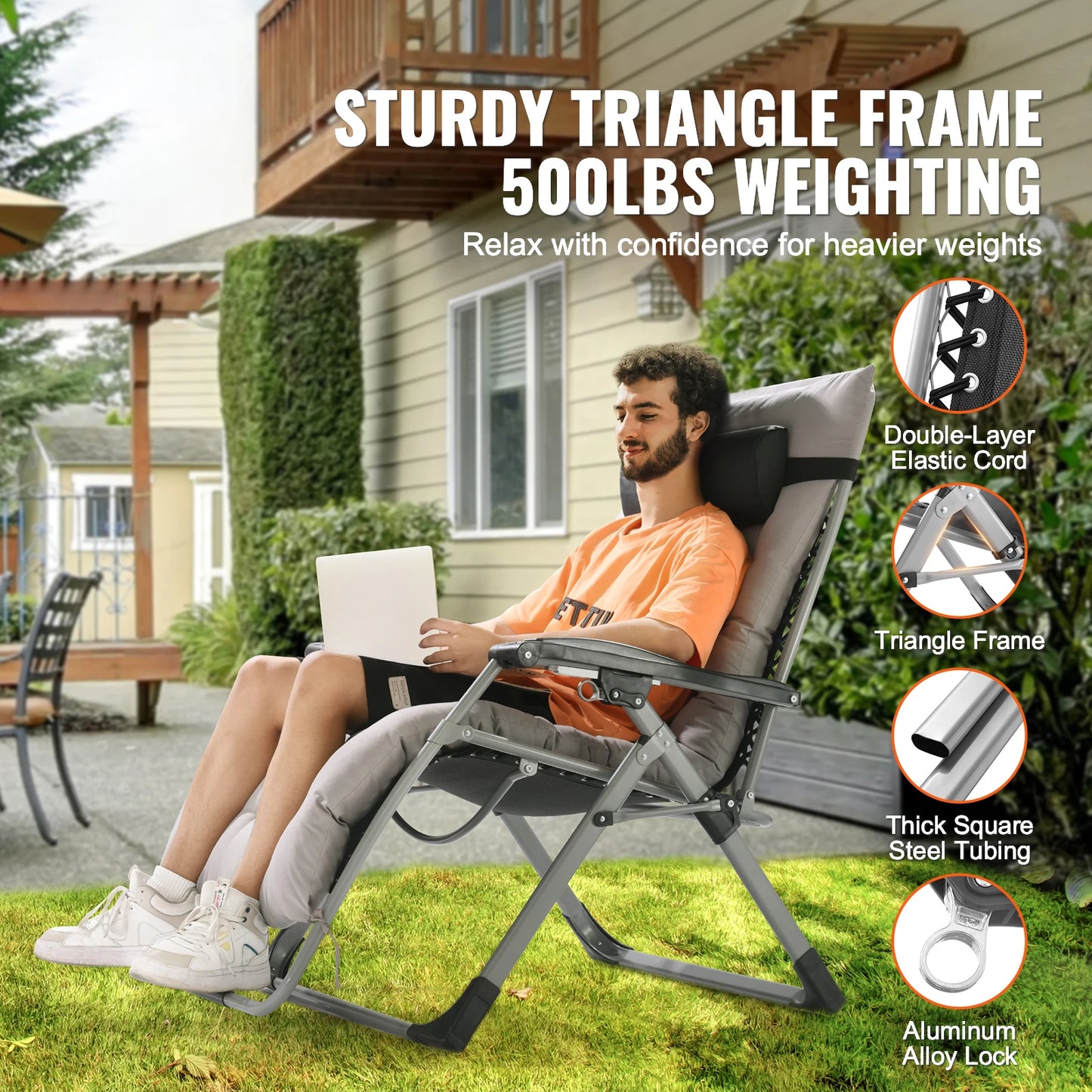 SucceBuy Zero Gravity Chair Lounge Recliner With Cupholder And Footrest