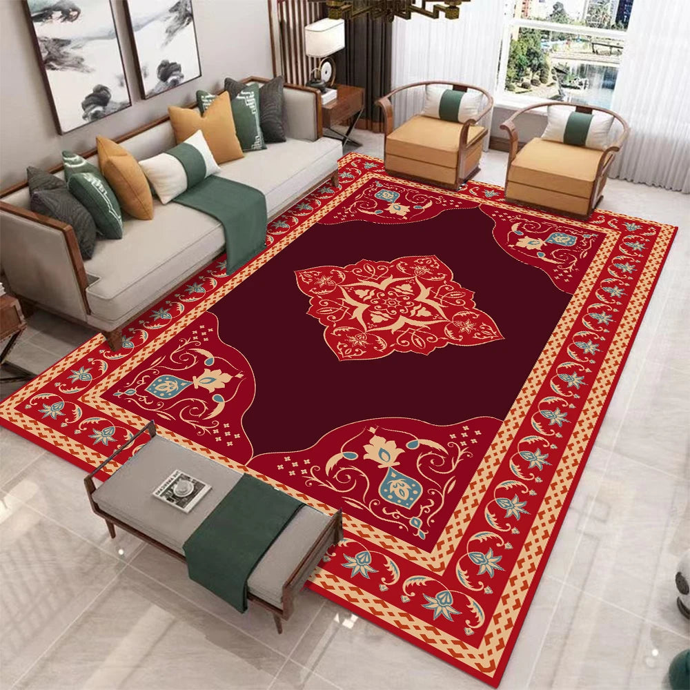 European Retro Living Room Carpet Non Slip Washable Mat