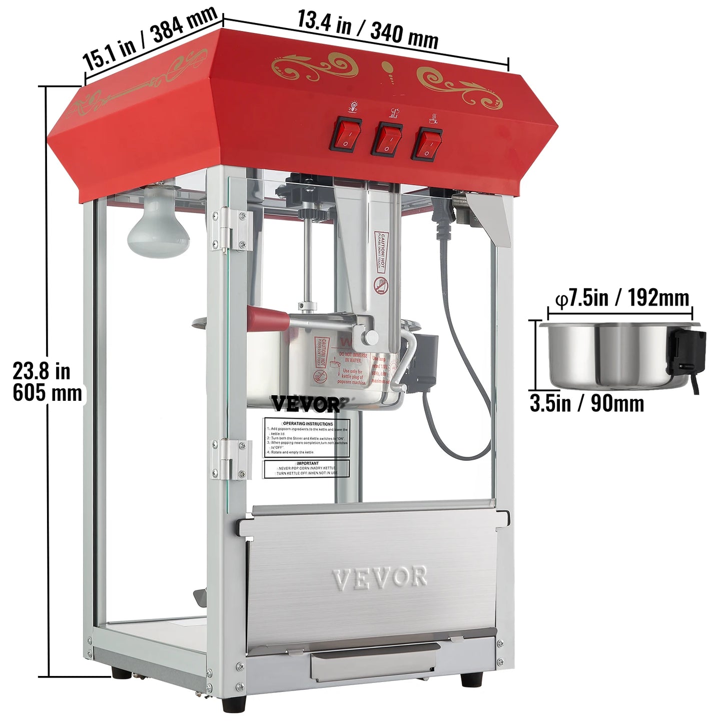 SucceBuy Automatic Electric Popcorn Maker Commercial Popper