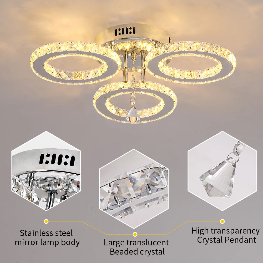 VETRULUS Crystal Ceiling Chandelier LED Lighting For Living Room