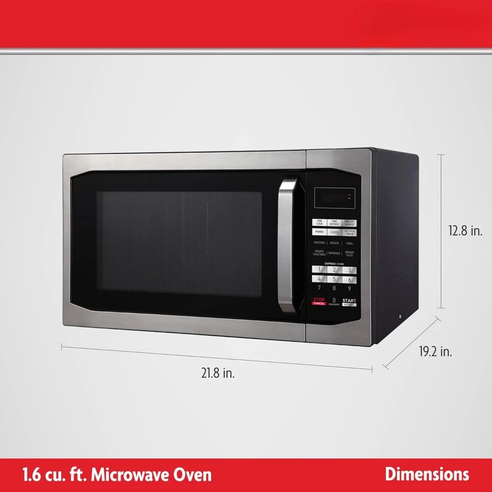 Stainless Steel 1100W Digital Programmable Countertop Microwave