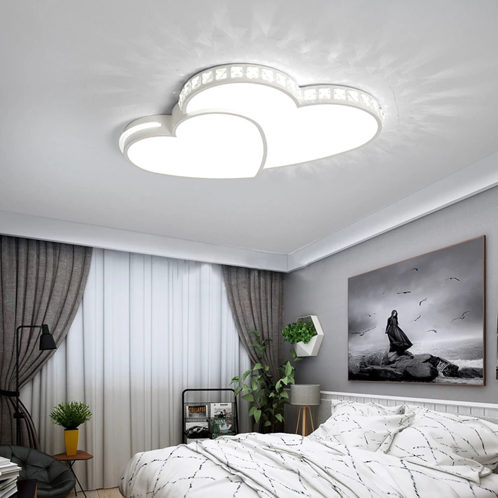 Heart Shape Crystal LED Kids Ceiling Light Flush Mount Lamp