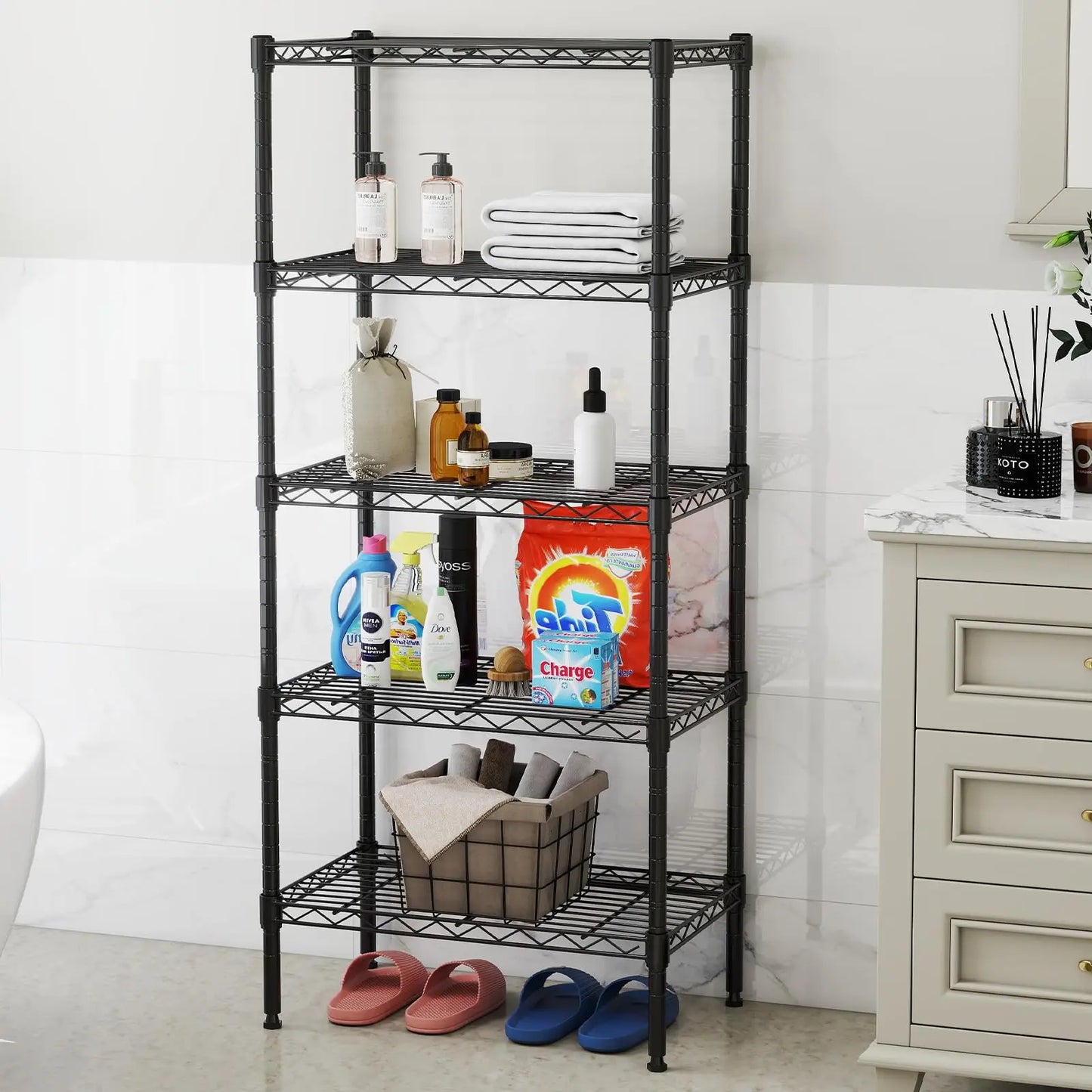 JHK 3-5 Tier Metal Wire Storage Shelves Adjustable Heavy Duty