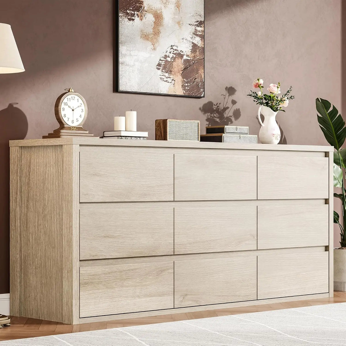 Acekool Modern Handleless Wood Chest Of Drawers With Spacious Storage