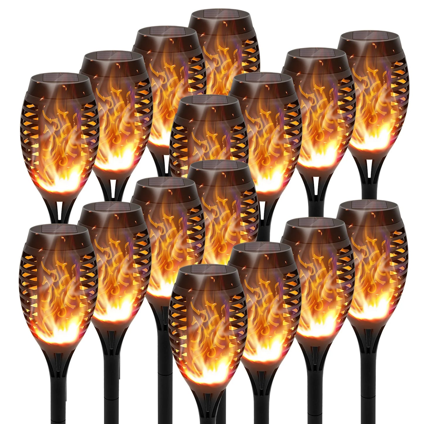 Solar Flame Torch Lights LED Flicker for Outdoor Lawn Pathway