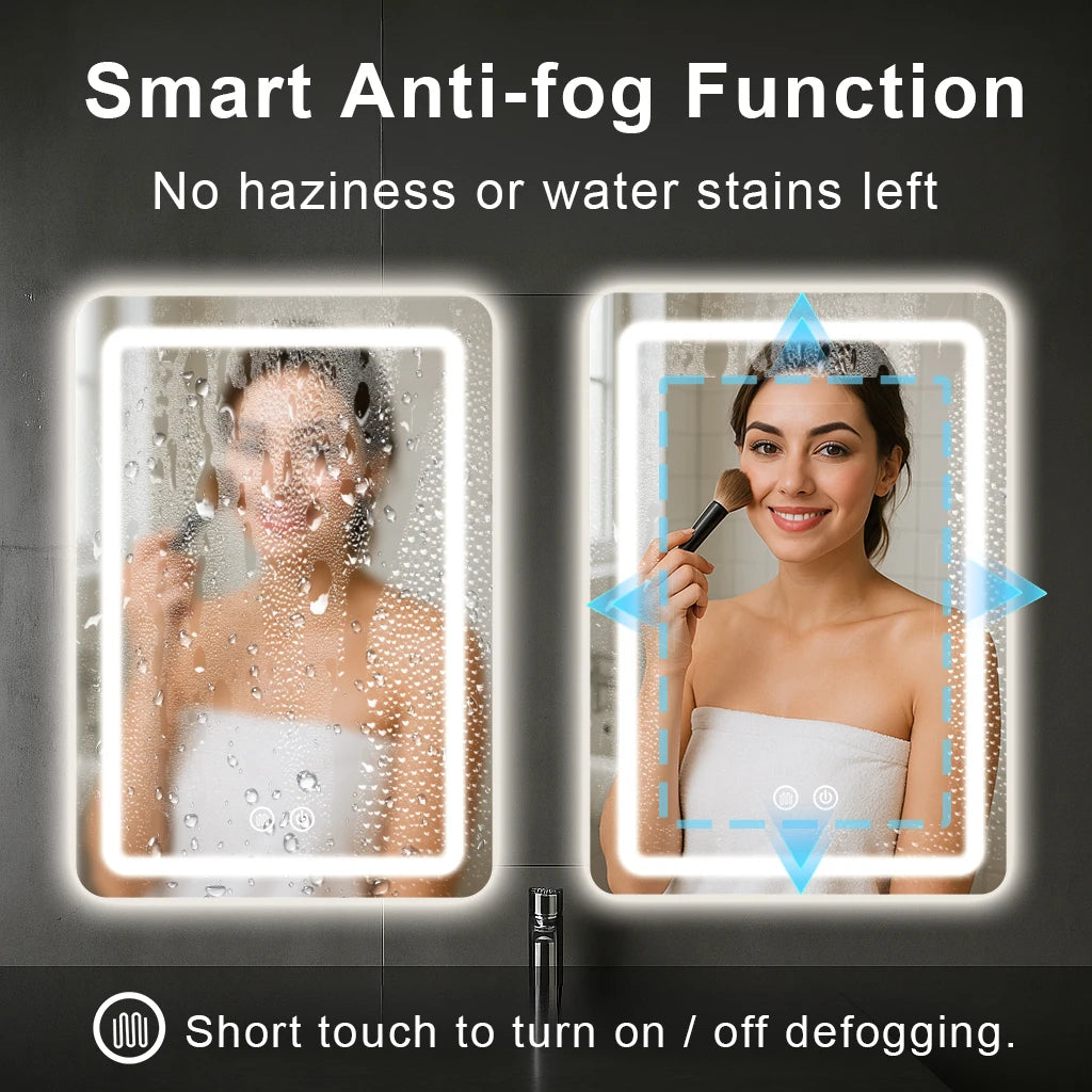 Mygiivovo Led Backlit Fogless Vanity Mirror Wall Mounted With Demister