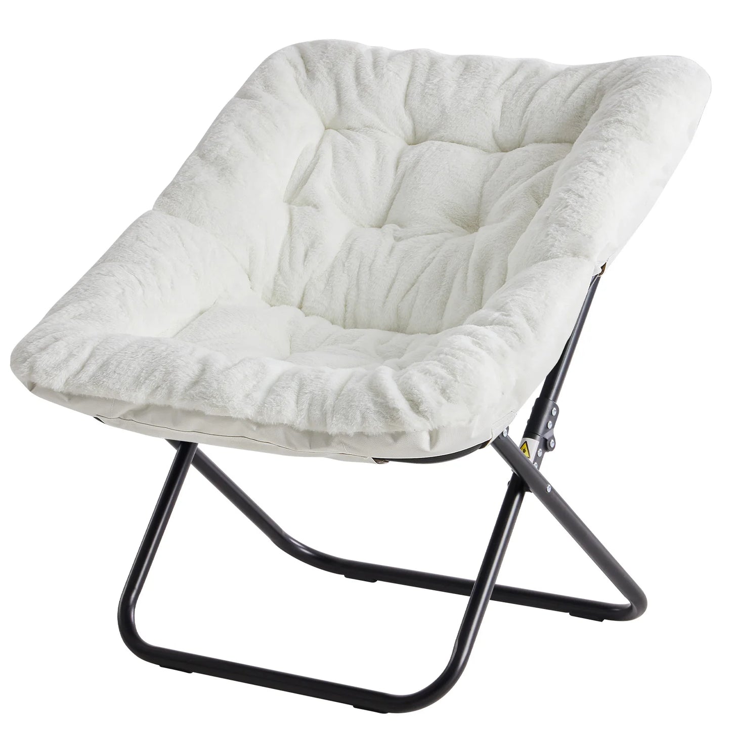 JHK Cozy Saucer Chair With Faux Fur And Folding Frame