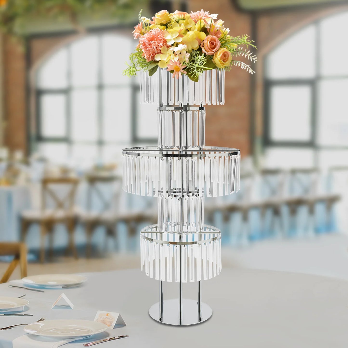5-Tier Wedding Flower Stand Centerpiece, Acrylic Hanging Display