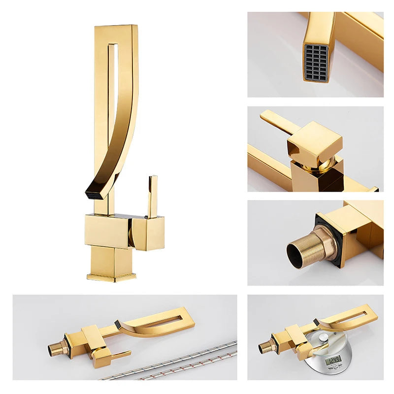 Wanmivezlo Bathroom Basin Faucet Deck Mounted Waterfall Mixer Single Handle