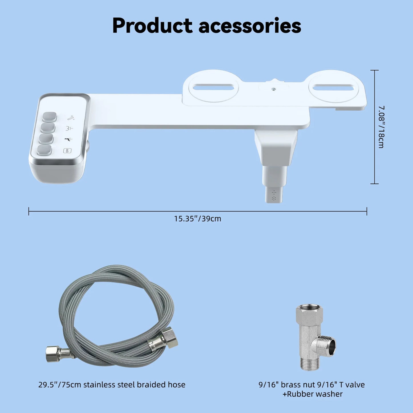 Hibbent Toilet Bidet Ultra Slim Seat Attachment Adjustable Water Pressure