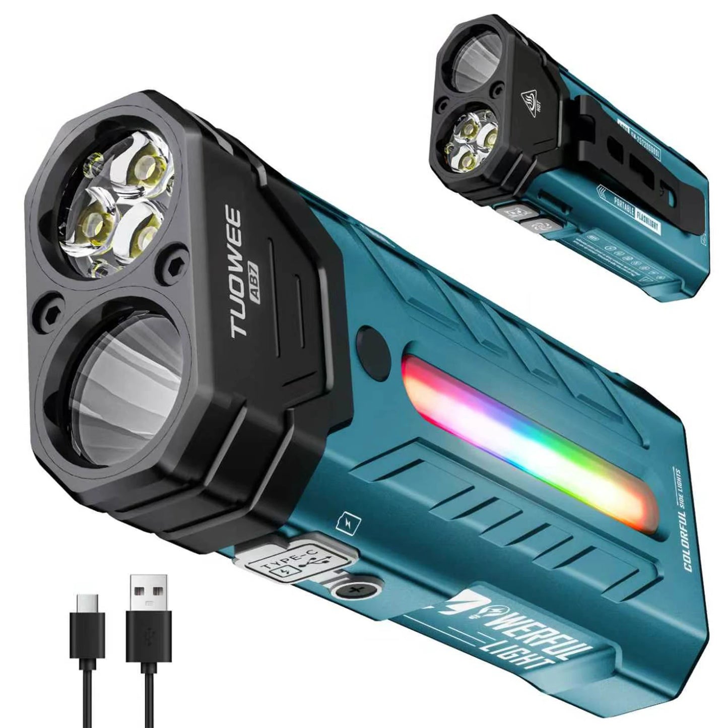 Rechargeable Magnetic LED Flashlight With RGB Modes For Camping Use