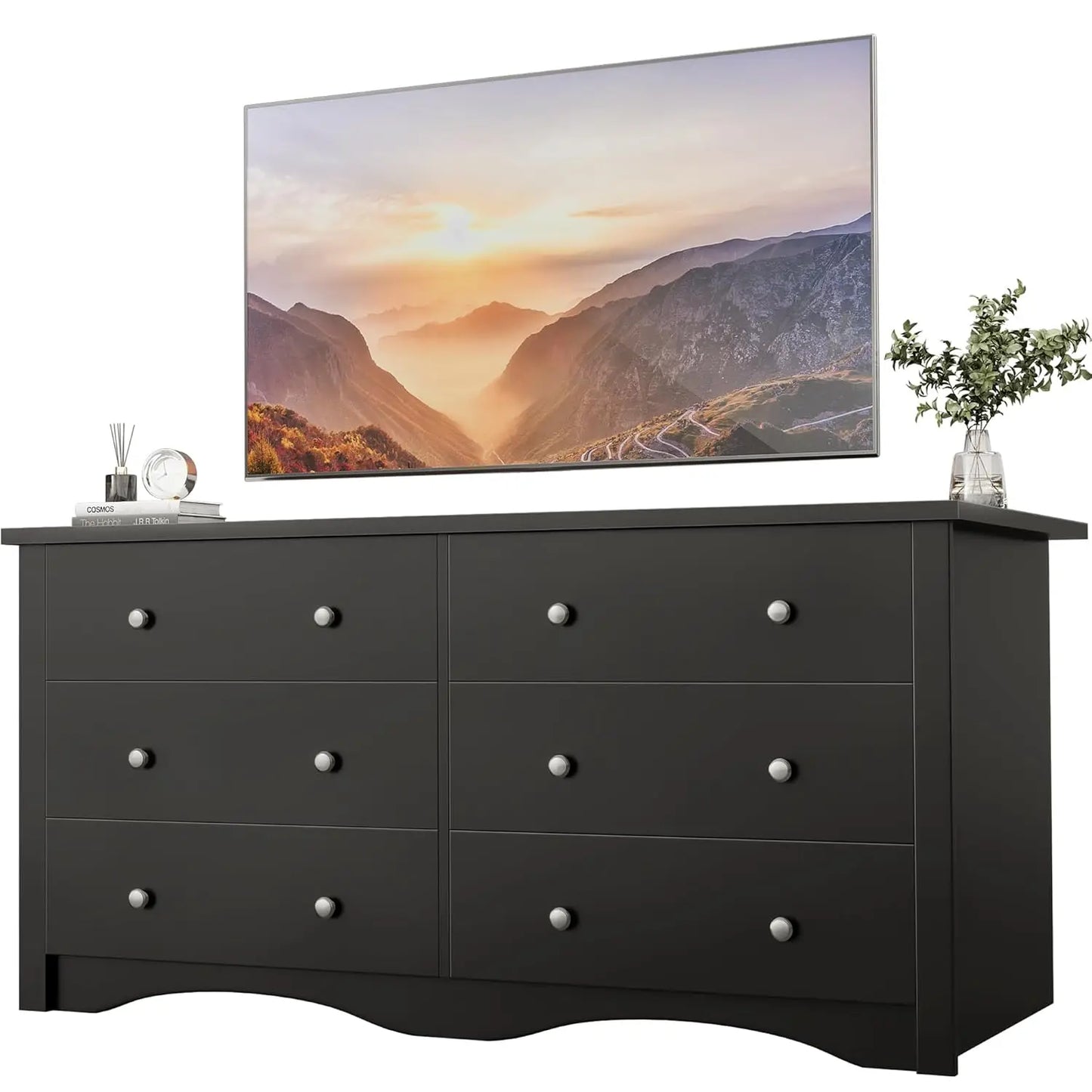 Six-Drawer Wood Dresser For Bedroom