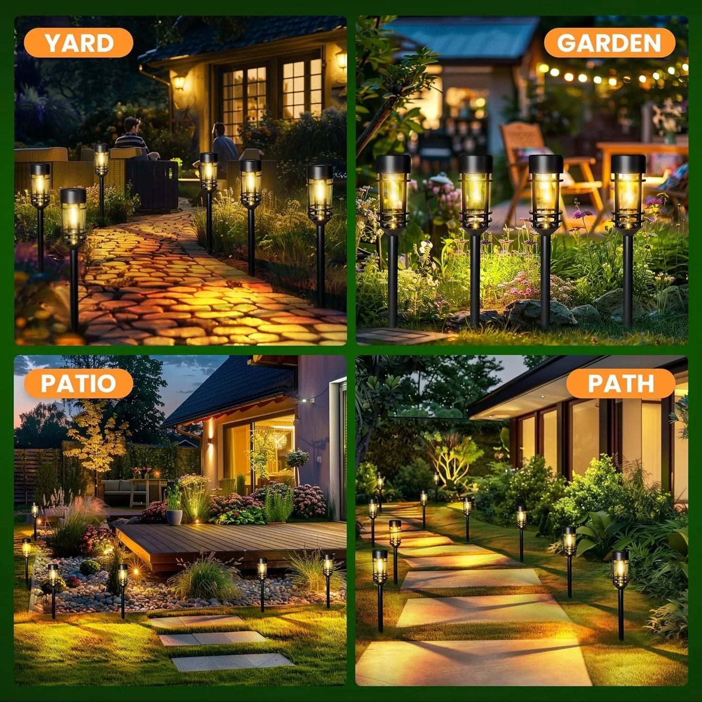 SZRSTH Outdoor Solar Street Lights 4 Pack Waterproof Landscape Lamps