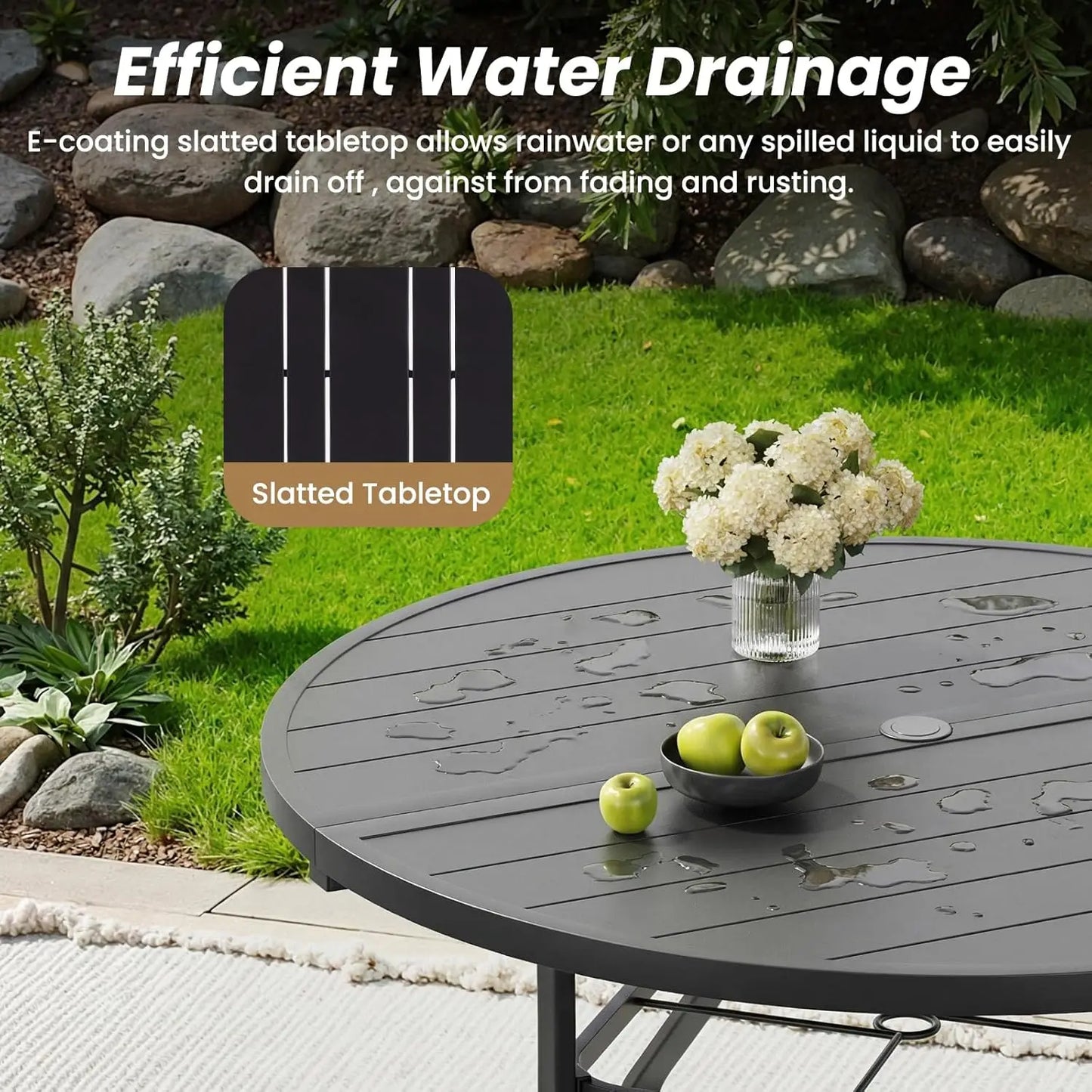 FARINI Outdoor Patio Dining Table With Umbrella Hole