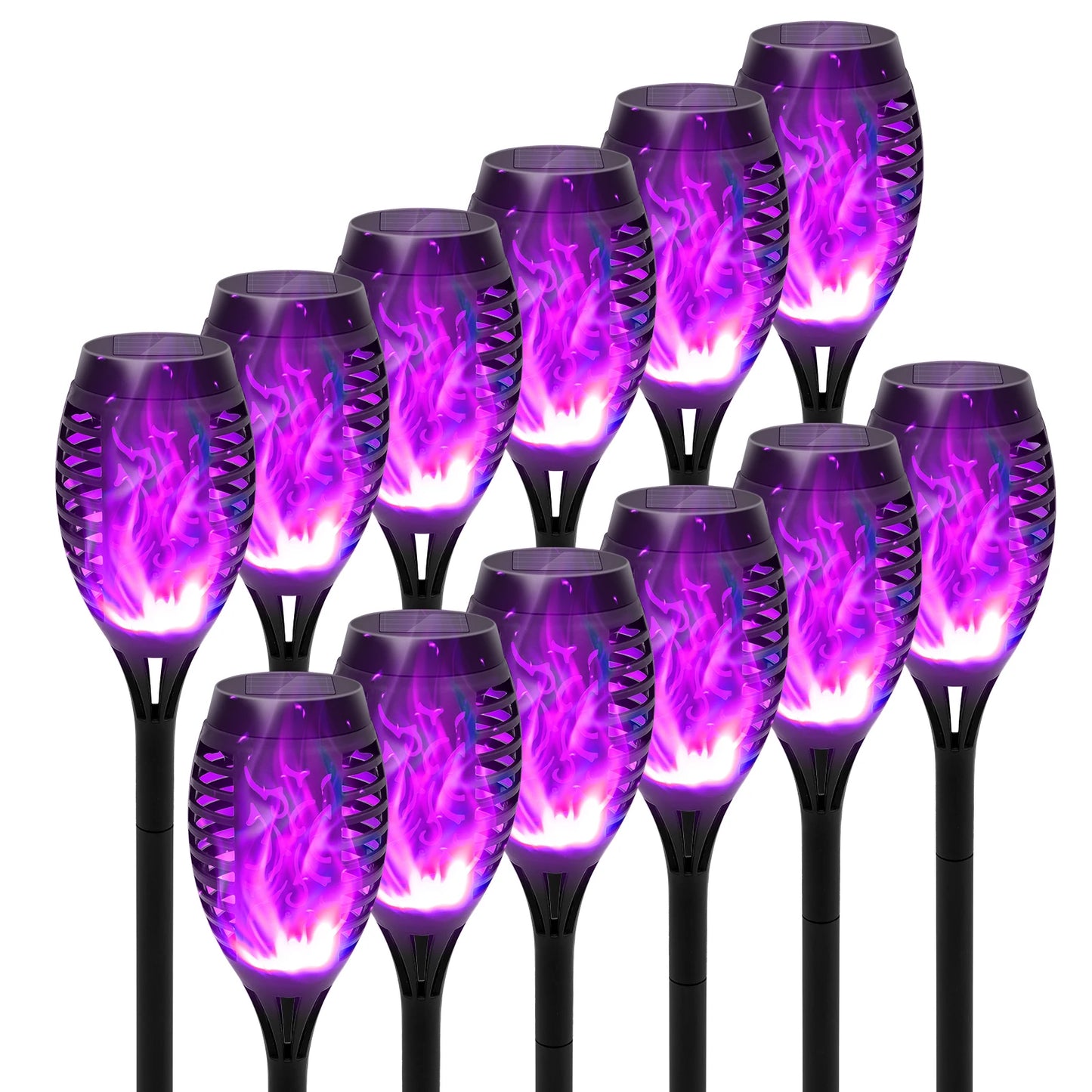 Solar Flame Torch Lights LED Flicker for Outdoor Lawn Pathway