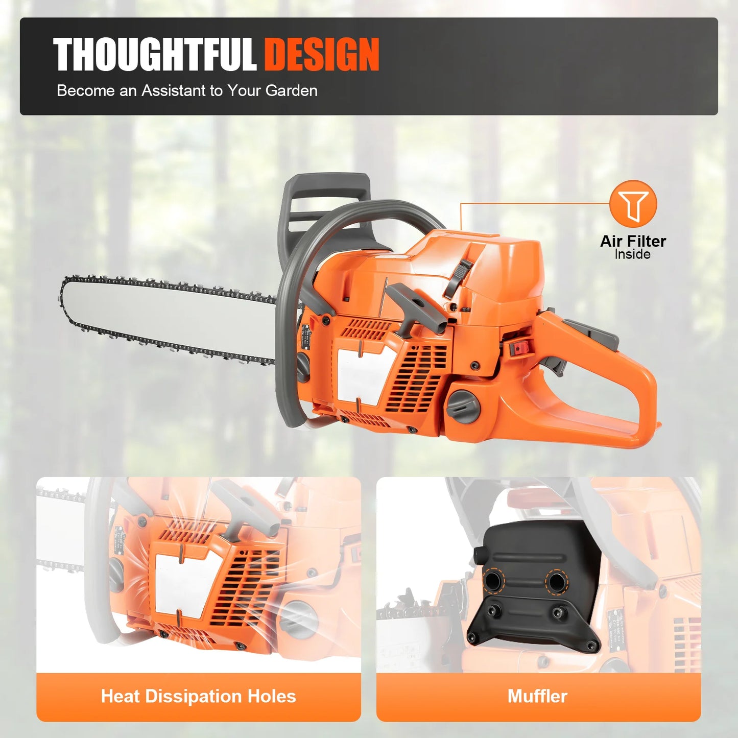 Gasoline Chainsaw Hand Start for Wood Cutting Farm Garden