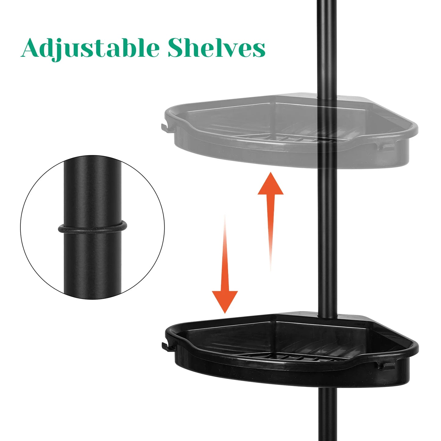 HiMIS Corner Shower Caddy With Tension Pole 4-Tier Organizer