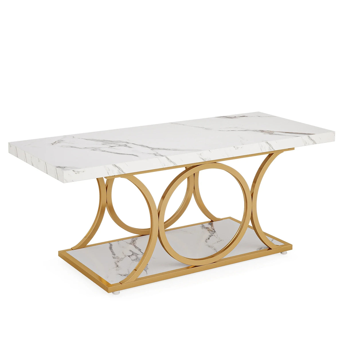 Tribesigns Modern Faux Marble Two Tier Coffee Table